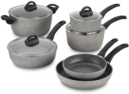 BALLARINI 75001-652 Parma Kochgeschirr-Set aus geschmiedetem Aluminium, antihaftbeschichtet, grau