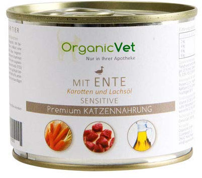 OrganicVet Katze NassfutterSensitive Sensitive Ente mit Möhrchen, 6er Pack (6 x 200 g)