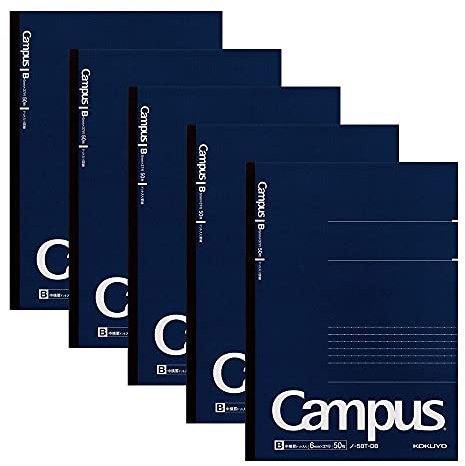 KOKUYO Campus Notebook, Business Type, Dot B 6mm Ruled, Semi-B5, 50 Sheets, 37 Lines, Navy Cover, Pack of 5, Japan Import (NO-5BT-DB)