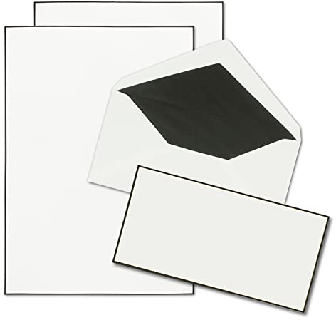 10x Trauerpapier Sets DIN A4 mit gefütterten Umschlägen - handgemachter schwarzer Rand - Briefpapier für Kondolenz