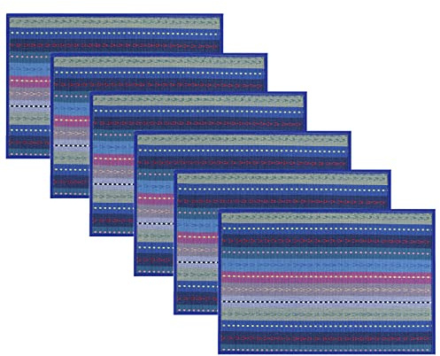 6er SetPlatzsets,Tischsets Baumwolle,Essunterlage Abwaschbar, Hitzebeständig Platzdeckchen,Gewebte Tischsets aus Baumwolle,Platzset Stoff,für Küche Speisetisch (Blue)