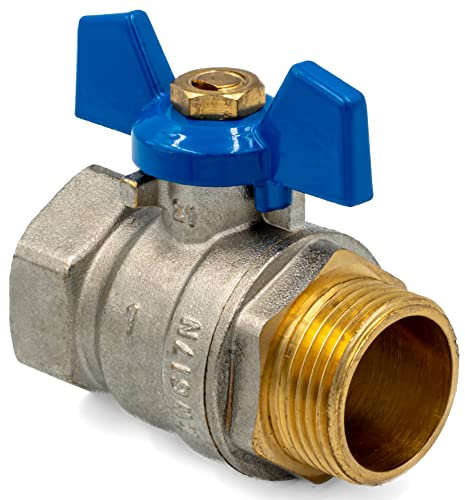 Rubinetto a sfera in ottone 1/2″ – Valvola di intercettazione con maniglia a farfalla 30BAR Filettatura interna – Filettatura esterna