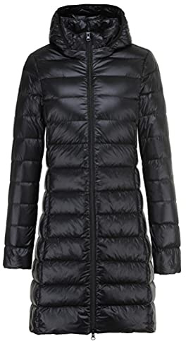 Minetom Mujer Chaqueta de Plumón Otoño Invierno Acolchados Ligero Abrigo Largo de Plumas Parka con Capucha