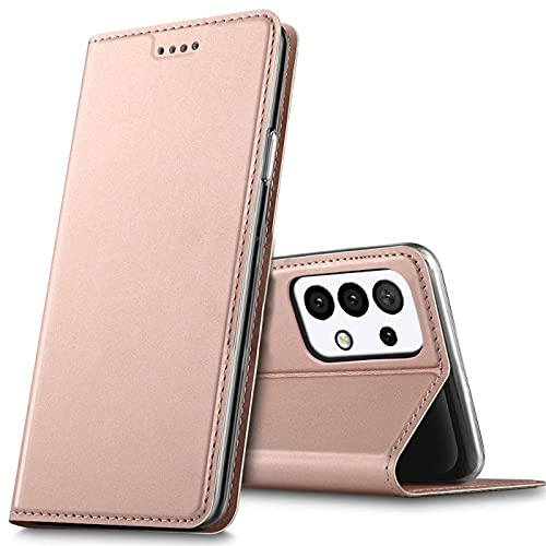Verco Handyhülle für Samsung Galaxy A53 5G, Premium Handy Flip Cover für Samsung A53 5G Hülle [integr. Magnet] Book Case PU Leder Tasche, Rosegold