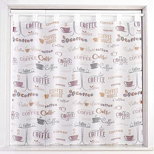 Dalina Textil -Cortina de Cocina Translúcido Estampado, Visillo Transparente para Cocina, Comedor, Marco de Puerta 1 Pieza Tejido Gasa Fina 140X140CM