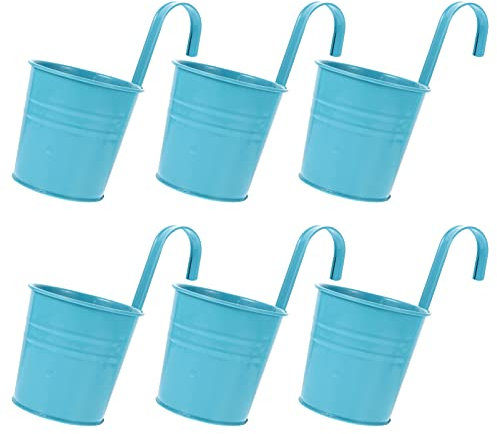 6st Hängender Blumeneimer Aus Zinn Kräutertopf Vintage Aufhänger Wandbehang Blumentopf Wandhängender Blumentopf Pflanzgefäß Für Drinnen Und Draußen Metall Eisen Der Zaun Frankreich