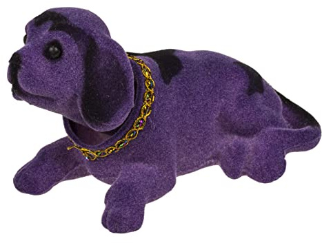 MIJOMA Mini Wackelhund Wackelkopf Dackel für das Auto Amaturenbrett oder Hutablage, 15x7x7cm (Violett)