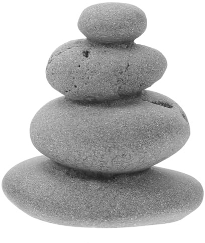 Balacoo Balanced Stones Cairn for Zen Garden Decor: Realistic Stacked Stone Ornament for Sand Table, Fish Tank, Micro Landscape Decoration - 2.56