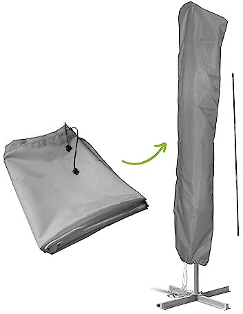 casmartis Sonnenschirmhülle mit Stab für Schirme bis Ø 4 m (rund) | 4 x 3 m (eckig) - Wasserdicht, UV-beständig - Premium Sonnenschirm Schutzhülle