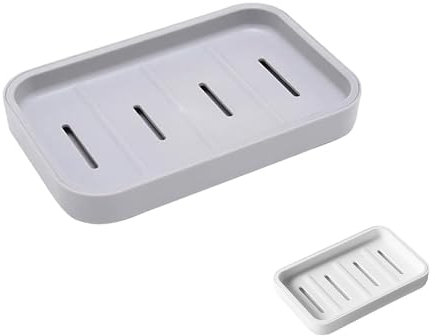 Senshuomy Soap Box, Soap Dish, Soap Dishes for Bathroom, Plastic Draining Soap Dishe, Plastic Draining Soap Dishes, Keep Soap Dry, for Shower Bathroom Kitchen Easy Cleaning (Grey)