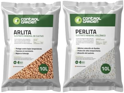 Control Garden Pack Arlita 10L + Perlita 10L | Sustrato para Plantas y Cultivos Interior y Exterior | Fabricado en España