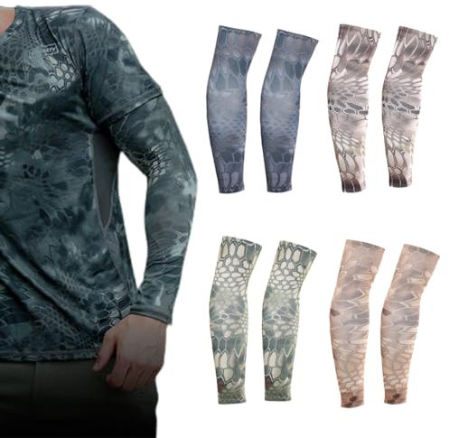 KSJEHW 4 paia di manicotti sportivi unisex per braccia, traspiranti, anti-UV, per ciclismo, pesca, basket, escursionismo, corsa, lavoro all'aperto