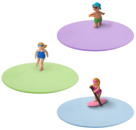 LURCH Mein Deckel Summer Fun 3er Set, Glasabdeckung aus BPA-freiem Platin Silikon Ø 10,5cm, Bunt