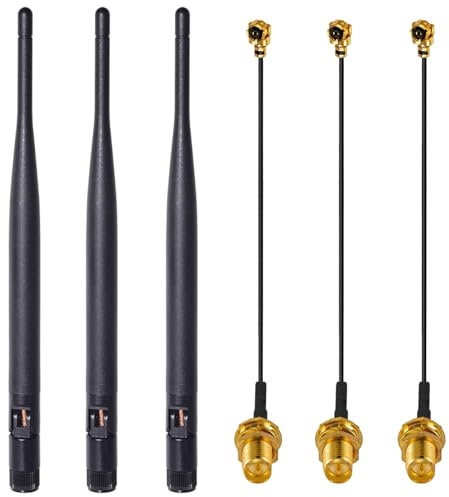 GTIWUNG 3 Stück WLAN Antenne 2.4G/5.8G Dualband WiFi RP-SMA Stecker 20CM+3 Stück 15 cm Weiblich Pigtail WiFi-Kabel