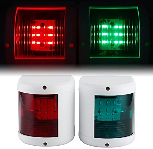 aqxreight Luz LED de Señal de Navegación, Lámpara Impermeable IP66, Color Rojo y Verde, Carcasa Blanca para Yate y Barco