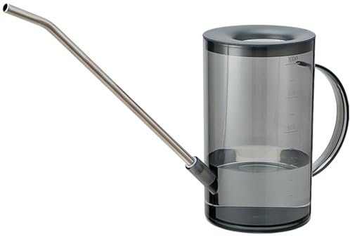 Lizbin Gießkanne für Zimmerpflanzen mit langem Auslauf, Pflanzengießkanne, kleine Gießkannen, Innengießkannen für Zimmerpflanzen, Blumen, Sukkulenten 1L / 34oz (Grau)