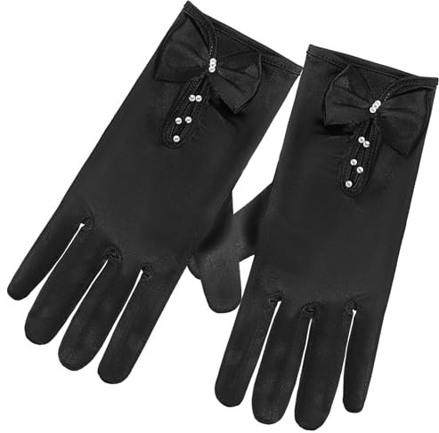 SHERCHPRY Satinhandschuhe Für Damen Hochzeitsaccessoire Für Abendpartys Handgelenklange Handschuhe Mit Schleife Perfekt Für Den Abschlussball