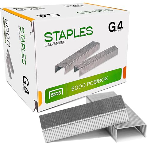 G4GADGET 5 000 st 53/8 mm kraftiga häftklamrar för tunga häftapparater och häftapparater, kontorsmaterial för heminredning