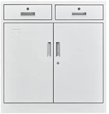 Aufbewahrungsschrank Aktenschrank Metallschränke, Stahl-Aktenschrank mit Schloss, 2 Schubladen, niedriger Schrank, kleiner Lagerschrank mit Schlössern, Stahlschrank for Büro und Zuhause Modernes Bürom
