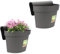 2X Geländertopf Balkon mit Wasserspeicher Blumentopf Zaun Blumenkasten Geländer Geländerkasten Balkontopf Balkonkasten Anthrazit Außenbereich 21 x 29 x 23 cm