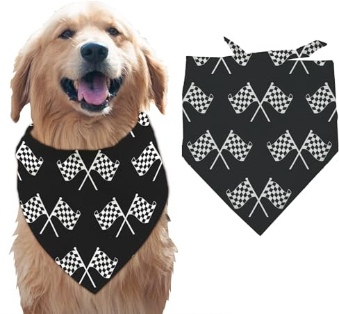 arricraft 1 Stück Haustier Hundehalstuch Rennflagge Dreieckiges Haustier Bandana Aus Baumwolle Schwarz Weiß Für Den Renntag Waschbar Schal Lätzchen Bedrucktes Zubehör Hundehalstuch Für Große Hunde