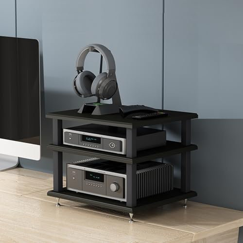 Hifi rack Router schrank Stereo-Komponenten-Rack/Schrank,Hochwertiger Audio-Video-Medienständer,Bodenstehendes Audio-Rack Tower-CD-Player-Ständer für Audio-Video-Theater im Büro(Nero,40X35X33.5CM)