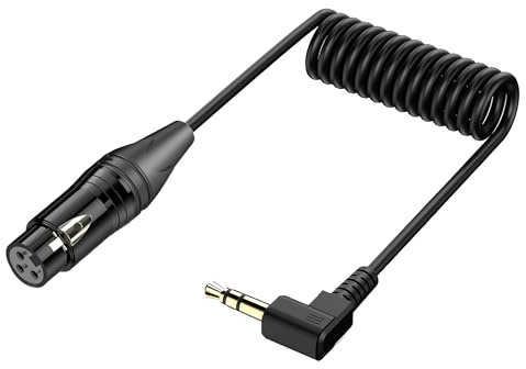 JSADZKJ Cavo ausiliario da 3,5mm a XLR ad angolo retto Cavo da jack stereo da 1/8 di pollice a XLR maschio Cavo per microfono per microfono amplificatore 30 cm/0,98ft (Maschio a Femmina)