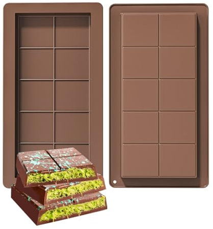 WBZOWRB Molde De Silicona, Molde De Silicona, Molde De Turrón De Silicona, Barra De Chocolate, Molde De Chocolate Profundo, 2 Piezas