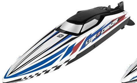 DEERC Schnelles bürstenloses RC-Boot, 30+ mph 3S ferngesteuertes Rennboot mit Metall-Servo & LED-Beleuchtung, 2,4 GHz Speedboot für Erwachsene, Sommer Poolspielzeug Geschenk