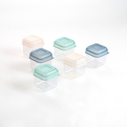 Quid Set minimo di 6 contenitori quadrati in plastica, 5 x 5 x 6 cm, in polipropilene, adatto al microonde, frigorifero
