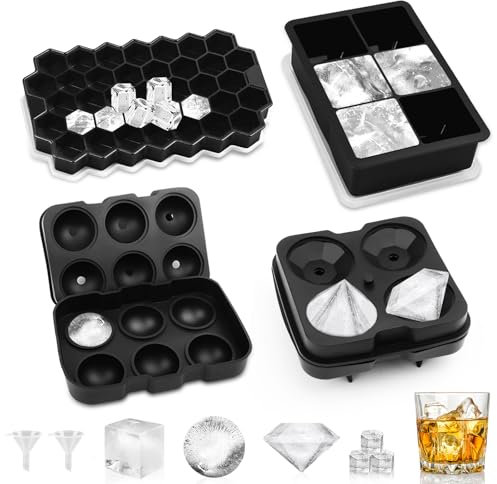 Cubetti Ghiaccio Silicone con Coperchio, 4 Pezzi Stampo Ghiaccio, Forme Ghiaccio Silicone, Formine Ghiaccio, Stampini Ghiaccio