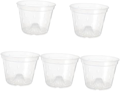 BESPORTBLE 5 Pièces Pot De Plantation Transparent Pots D'orchidées Transparents Écorce D'orchidée Fausses Plantes Terreau pour Orchidées Pot De Plante D'intérieur Soucoupe Végétale Plastique