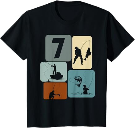 Kinder Angler Jungs 7. Geburtstag Jungen Fischen Kinder Angeln T-Shirt