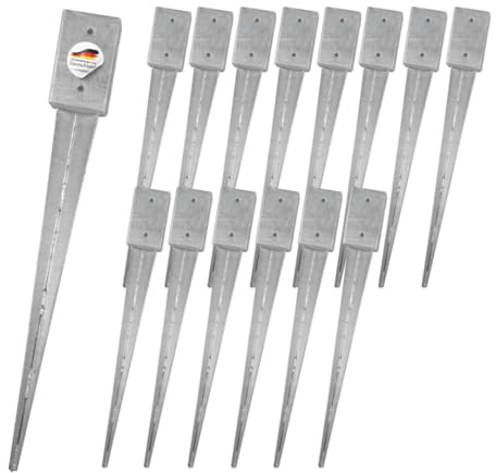 15x Bodenanker 71x71x750 mm, verzinkt, für Kanthölzer | zum Einschlagen ins Erdreich, ohne Betonieren
