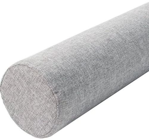 Odaima Cylindrical Pillow Cushion,Round Cervical Roll Bolster Pillow,Cervical Neck Roll Pillow Linen Covers With Zipper Removable,for Head, Neck, Back And Legs(Light Gray,12cmx40cm)