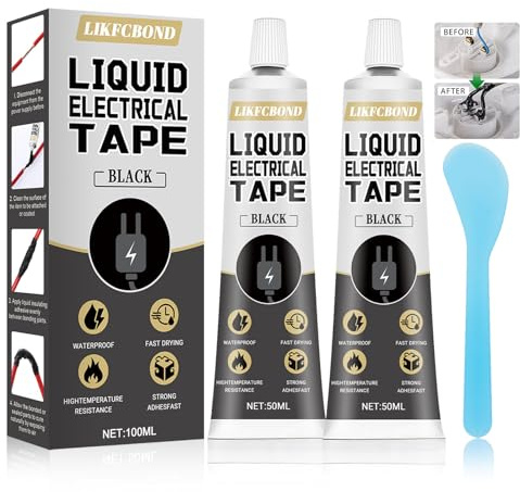 LIKFCBOND Adhesivo Aislante Líquido, 100 ML de Caucho Líquido Negro, Revestimiento Aislante para Cables, Secado Rápido e Impermeable, Apto para Todo Tipo de Cables y Aparatos Eléctricos