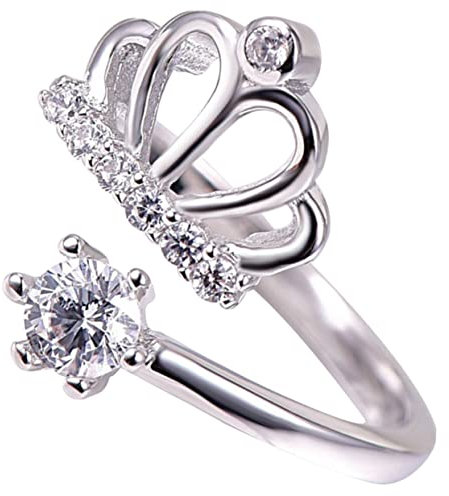 TOVINANNA Kronenring für Frauen Verstellbarer Offener Ring mit Strasssteinen für Jugendliche Partys Hochzeiten Alltagsoutfits Stilvolles