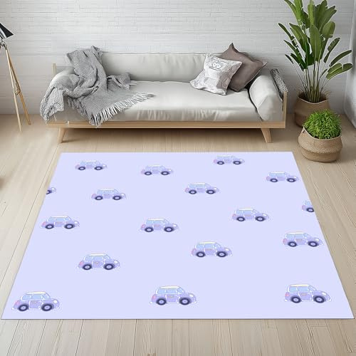 Biauyaii Kawaii Cartoon-Auto Teppich Schlafzimmer 200 x 300 cm Karikatur Malerei Teppiche rutschfest Waschbarer RugCarpet Weiche Kurzflor für Küche Esszimmer Kinderzimmer