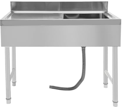 Freistehendes Edelstahl Waschbecken,100 * 50 * 80cm Profi Spültisch Gewerbliche Freistehend Spüle, mit Dichtungsring, Multifunktions Freistehende Gewerbliche Spülschrank für Restaurant, Bar, Café
