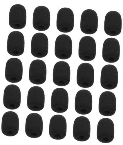 BESTonZON 25pcs Microphone Sponge Covers Clip Mic Windproof Cover for Neckline Mic Microphone Protection Windshield for Live Streaming