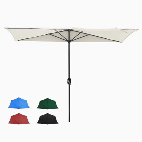Ombrellone da giardino con manovella, 2,5 m, rettangolare, 5 stecche, parasole da parete per balcone, terrazza, bar, piscina e terrazza