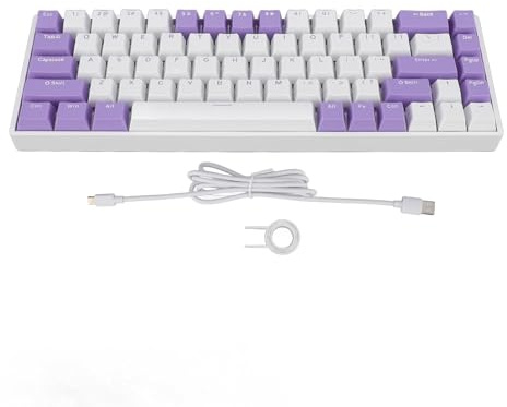 Vikye Clavier Mécanique, 68 Touches Rétroéclairées RVB, Clavier Ergonomique Filaire USB-C échangeable à Chaud pour Ordinateur Portable avec Interrupteur Rouge (Violet)
