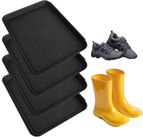 4pcs Schuhabtropfschale, 35 x 27.5 x 3 cm Schuhmatte Abtropfmatte, Schuhablage Schuhabtropfschale, Schuhwanne, Abtropfmatte Schuhe, Schuh Abtropfschalen für Flur, Balkon, Garage, Regen & Winter