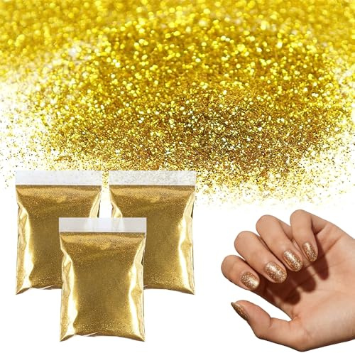 Glitzer Basteln, 150g Gold Glitzerpulver, Glitzer zum Basteln, Glitter, Glitzerpulver zum Basteln, Glitzerpuder für Nägel Gesicht Kartenbasteln Handwerk Nagelkunst