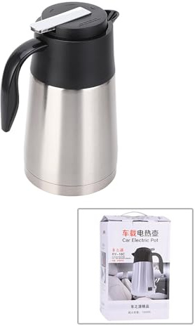 Wakects Bouilloire de Voiture 12 V 24 V, Chauffe-eau Portable 1200 Ml, Chambre à Air en Acier Inoxydable 304, Arrêt Automatique, Fait Bouillir l'eau à 212 °F pour les Voyages, le Camping, les (12V)
