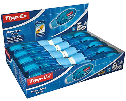Tipp-Ex Korrekturroller Micro Tape Twist mit Schutzkappe, 8m x 5mm, 10er Pack, Ideal für das Büro, das Home Office oder die Schule