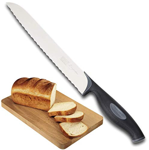 Sabatier Professional L’Expertise Serrated Bread Knife – 20cm Chrome Molybdenum Stainless Steel, Finely Ground Razor-Sharp Blades, Ergonomic Soft Grip Handle.