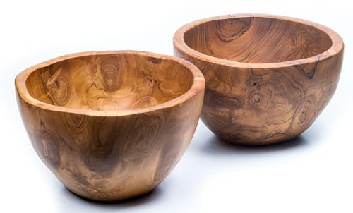 Windalf Rustikale Suppenschüssel DÄNY Ø 19 cm Holzschale Salatschale Gewürzschale Handarbeit Teakholz