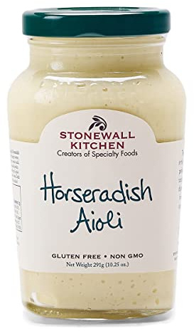 Stonewall Kitchen Horseradish Aioli, 291g Jar, Spicy Horseradish Aioli, Delicious with Grilled Vegetables or on Sandwiches