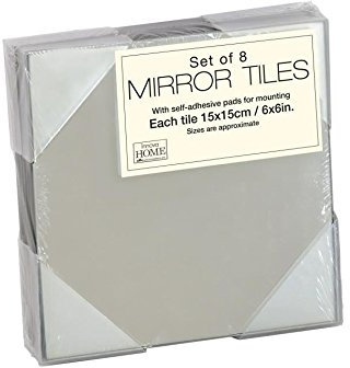 Innova 15 x 15 cm Square Mirror Tiles with Self Adhesive Pads, Pack of 8